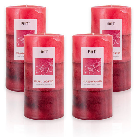 Pier 1 Island Orchard 3x6 Layered Set of 4 Pillar Candles