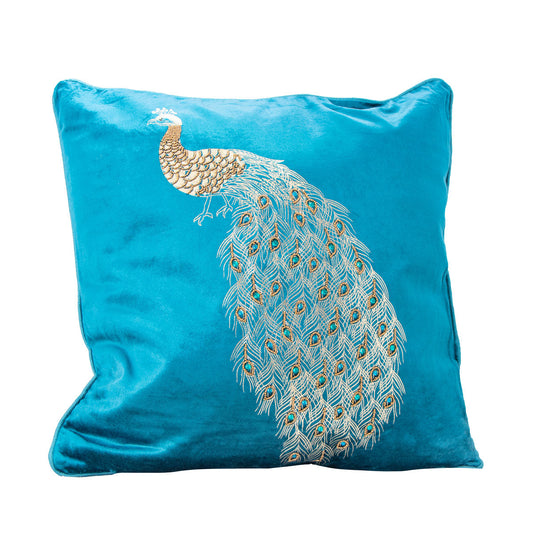 Pier 1 Teal Beaded Peacock Pillow